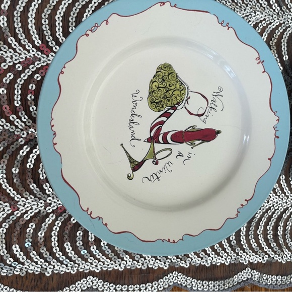 Rosanna holiday shoe Christmas themed salad/desert plates set of 4 - Picture 5 of 9